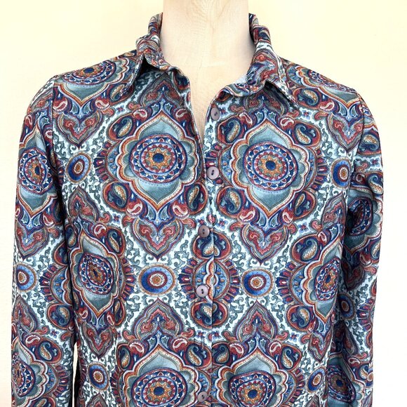Retro Paisley Abstract Shirt - David Paul New York - Size XLarge - Picture 2 of 8